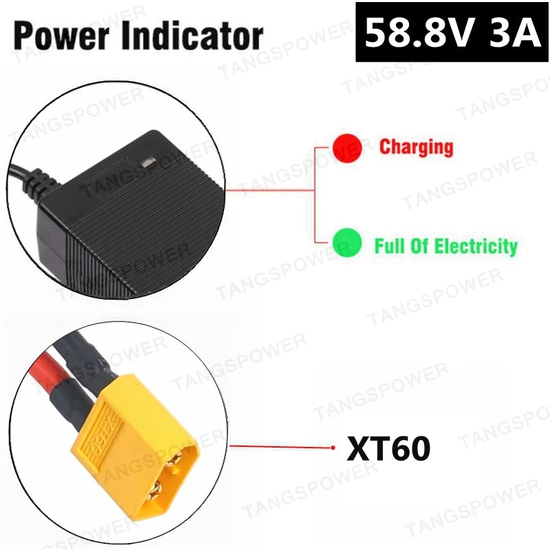 52V Battery Charger | 58.8V 3A 150W | Cooling Fan