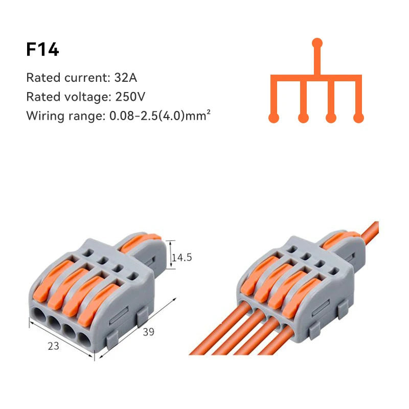 Push-In Wire Connector Splitter | 1-In Multi-Out | 32A 250V