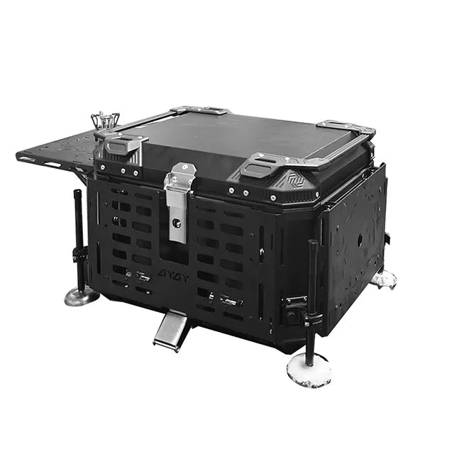 Multi-functional Aluminum Alloy Armored Tail Box - Portable Outdoor Camping Table, Durable Storage Case for Travel & Adventure