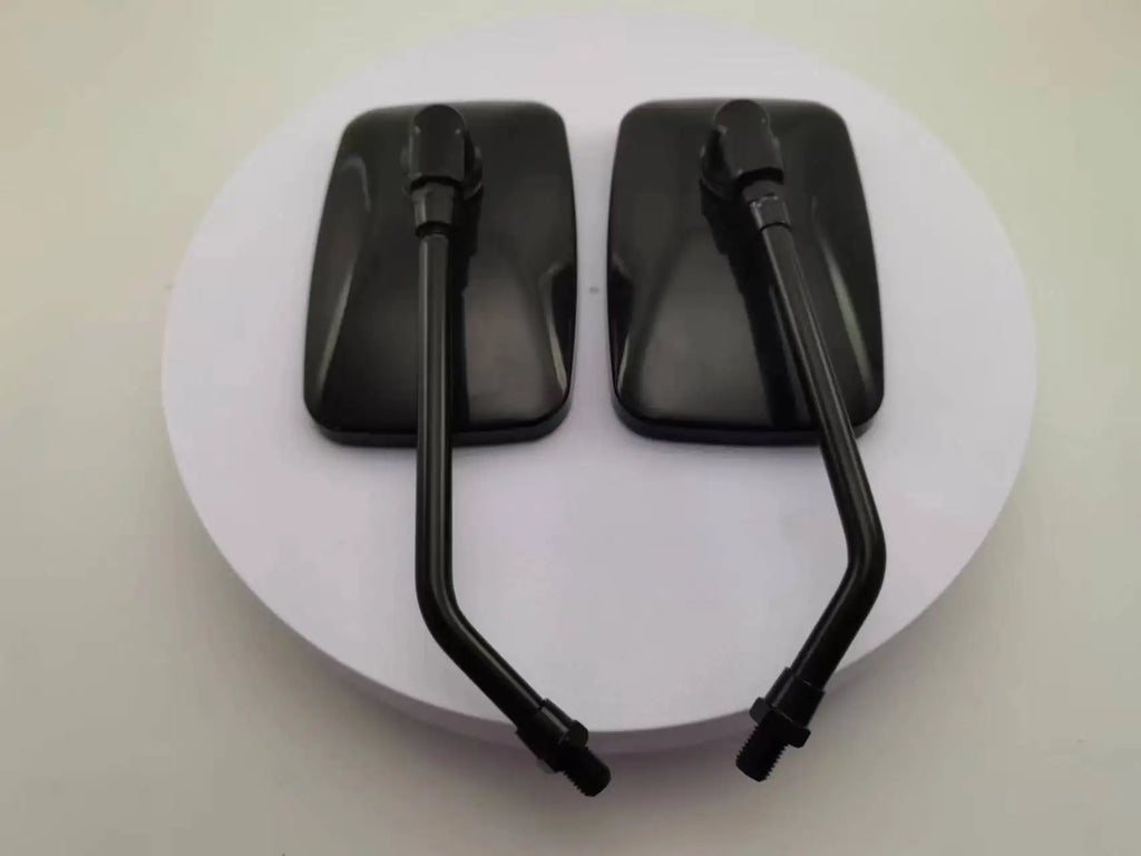 Motorcycle Rearview Mirrors (Pair) | Black Rectangle, 10mm | Scooter & ATV