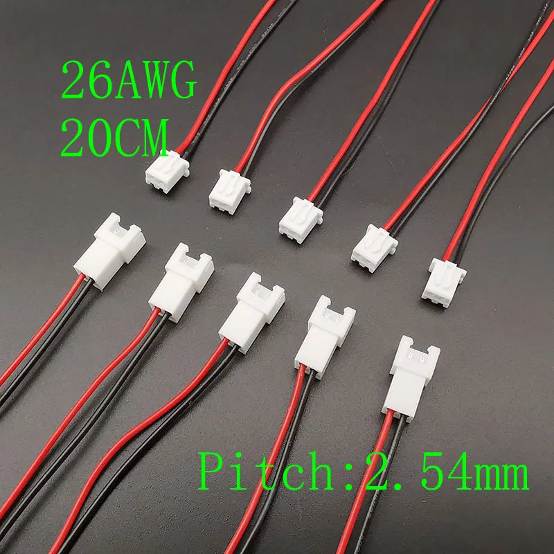 JST Connector Pairs | 1.25/2.0/2.54mm Pitch | 2-Pin + Wire