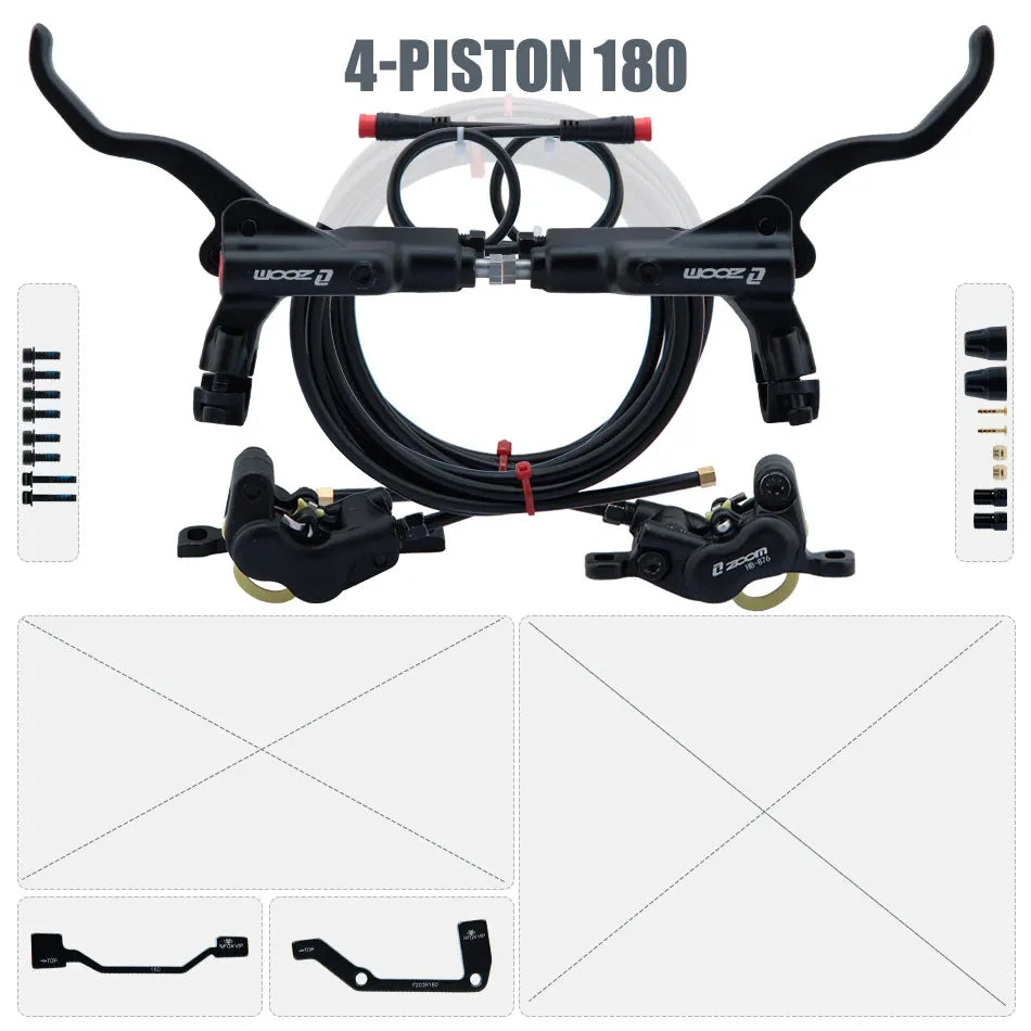 ZOOM HB-876E 4-Piston Hydraulic Disc Brake | Motor Cut-Off | 160/180/203mm