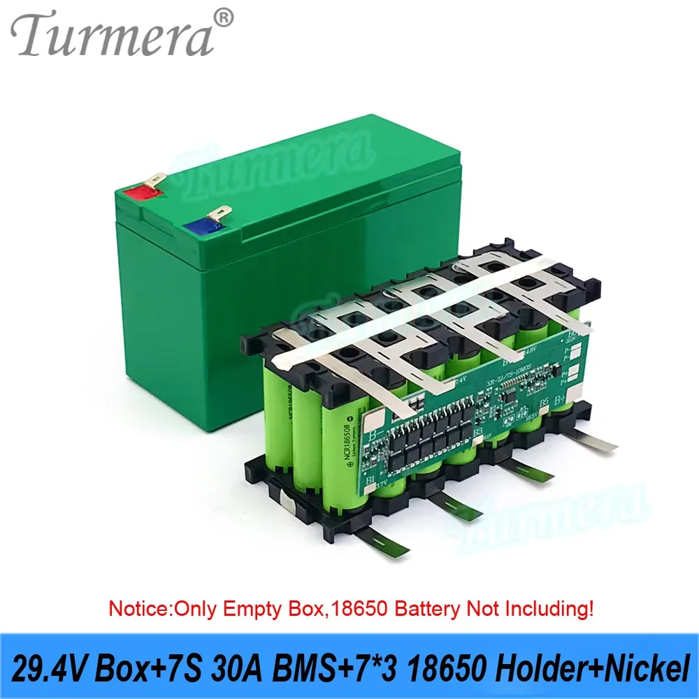 24V/29.4V 18650 Battery Box | 7S3P Holder + 30A BMS | Lead-Acid Swap