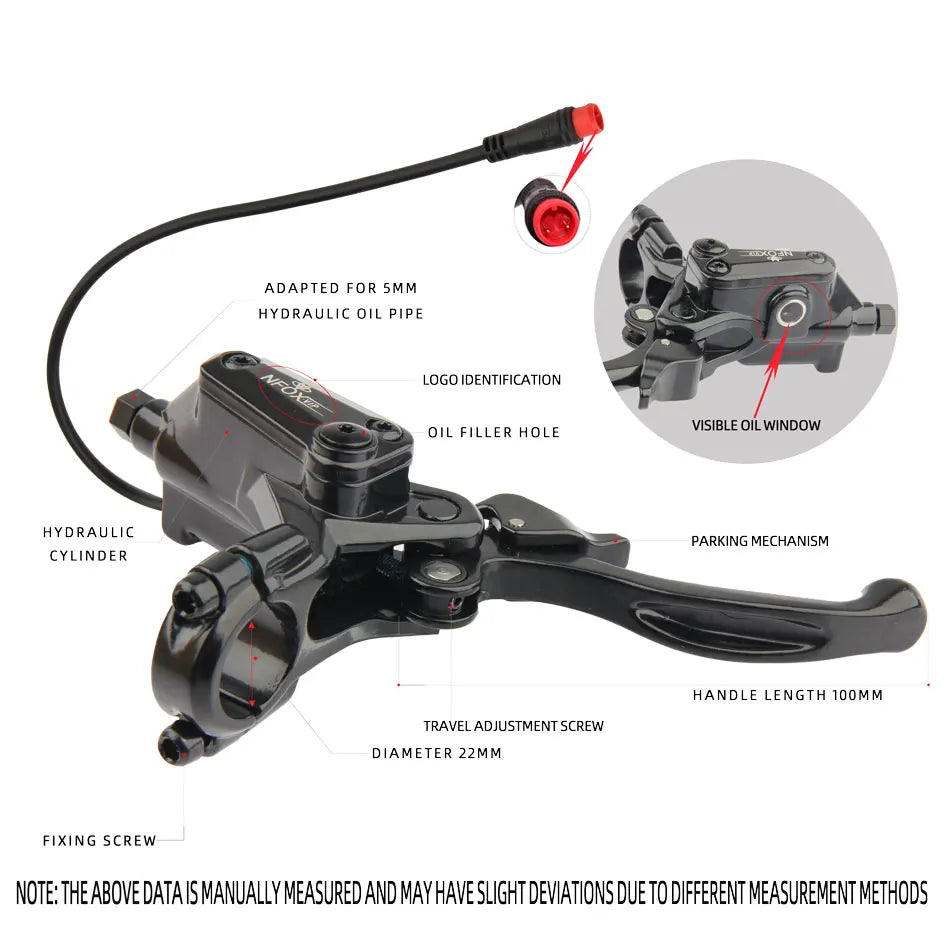 NFOX B015 Hydraulic Brake Lever | Parking Lock & Motor Cut-Off | E-Scooter & E-Bike