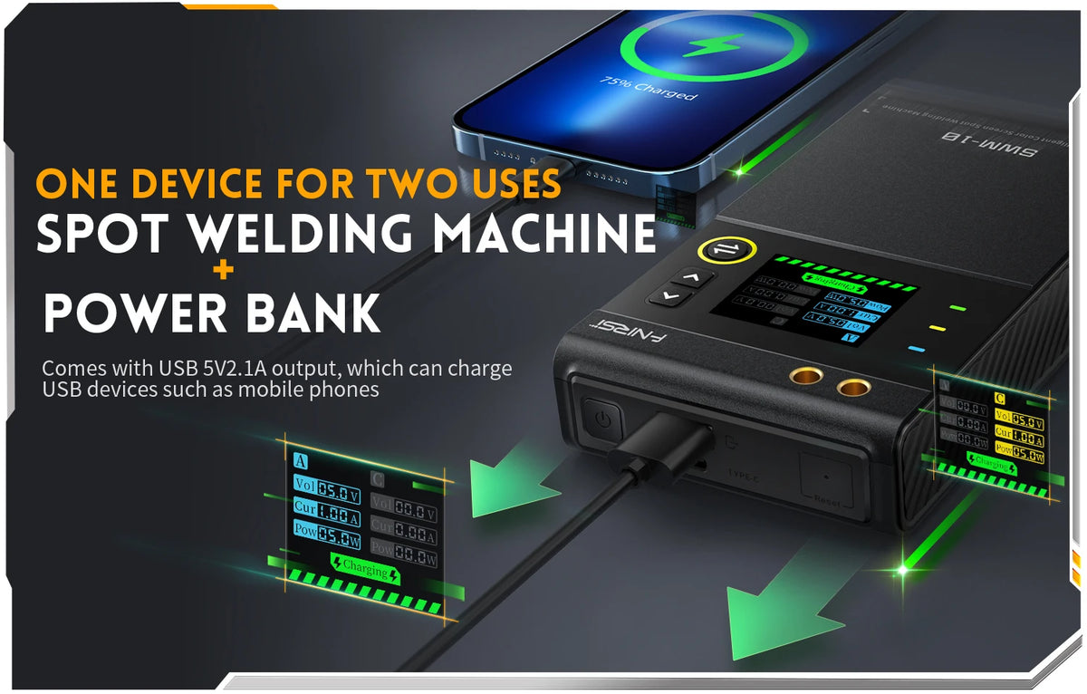 FNIRSI SWM-10 Portable Spot Welder | 5000mAh | 18650 Battery Packs