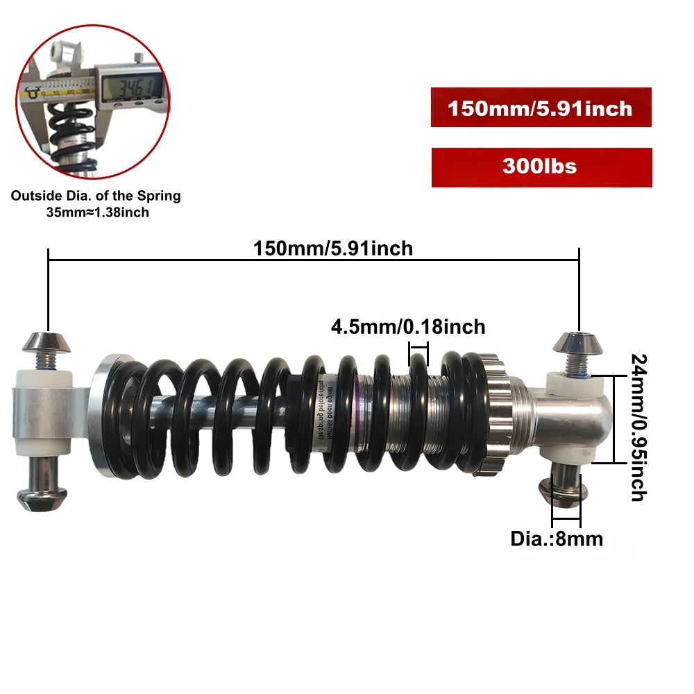 Rear Suspension Shock | 100/125/150mm | E-Bike & MTB