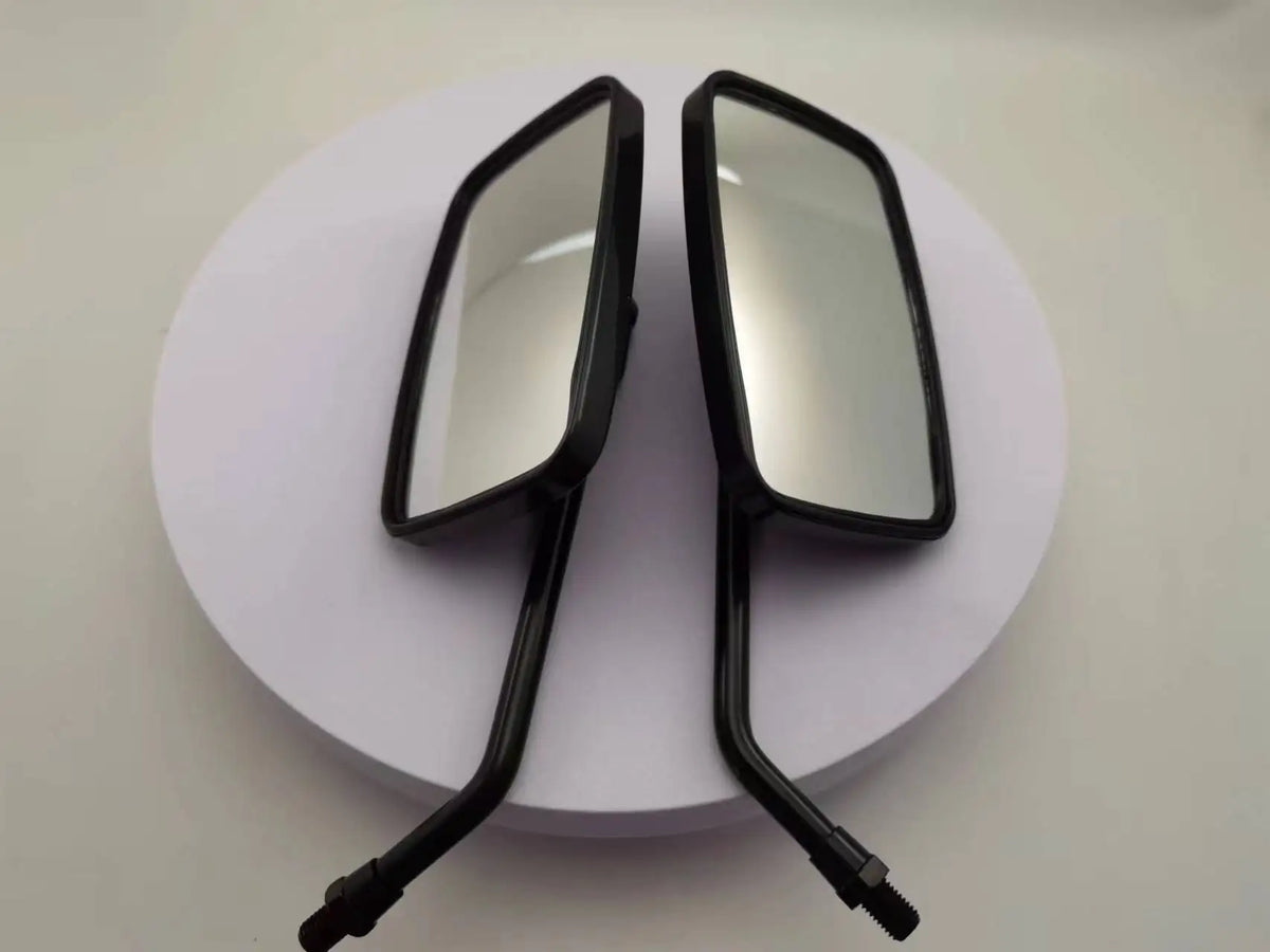 Motorcycle Rearview Mirrors (Pair) | Black Rectangle, 10mm | Scooter & ATV