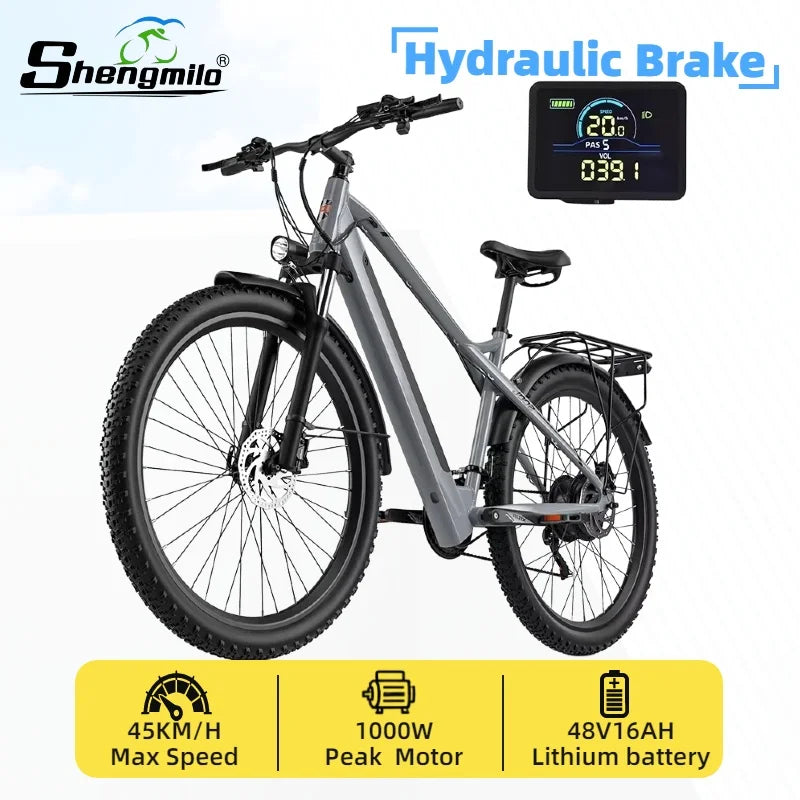 Shengmilo 1000W Electric Bicycle | 48V 16Ah Lithium Battery, Dual Suspension | 29 x 2.25 Tires