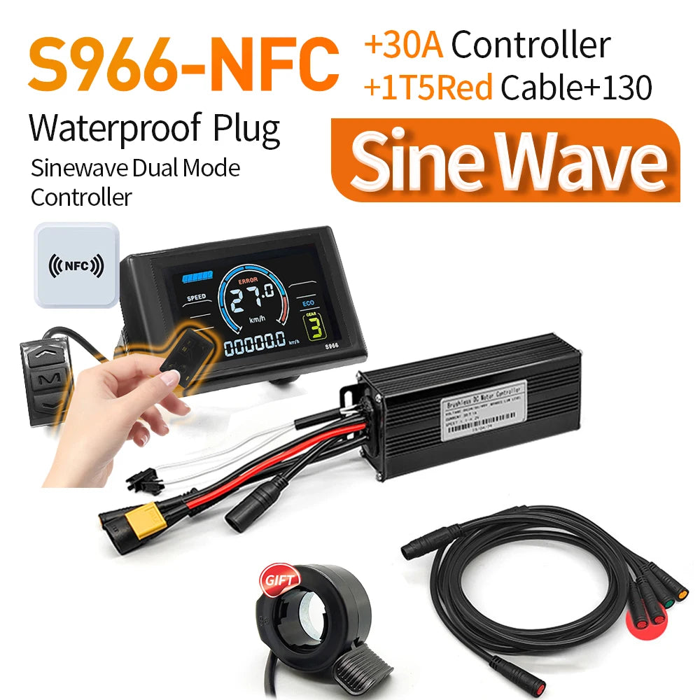 E-Bike Sine Wave Controller | S966 Display Ready | 24/36/48V