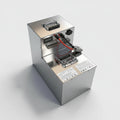 Lifepo4 battery with charging cable, display, and BMS on a light gray background