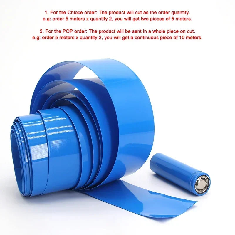 18650 PVC Heat Shrink Tube Battery Pack Blue Width 29.5mm~300mm Insulated Protection Film Wrap lithium Case Cable Sleeve