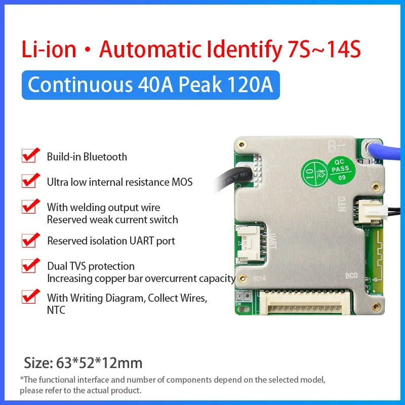 JBD Smart BMS with Bluetooth | UART + Balance Function | Li-ion/LiFePO4 24V-48V