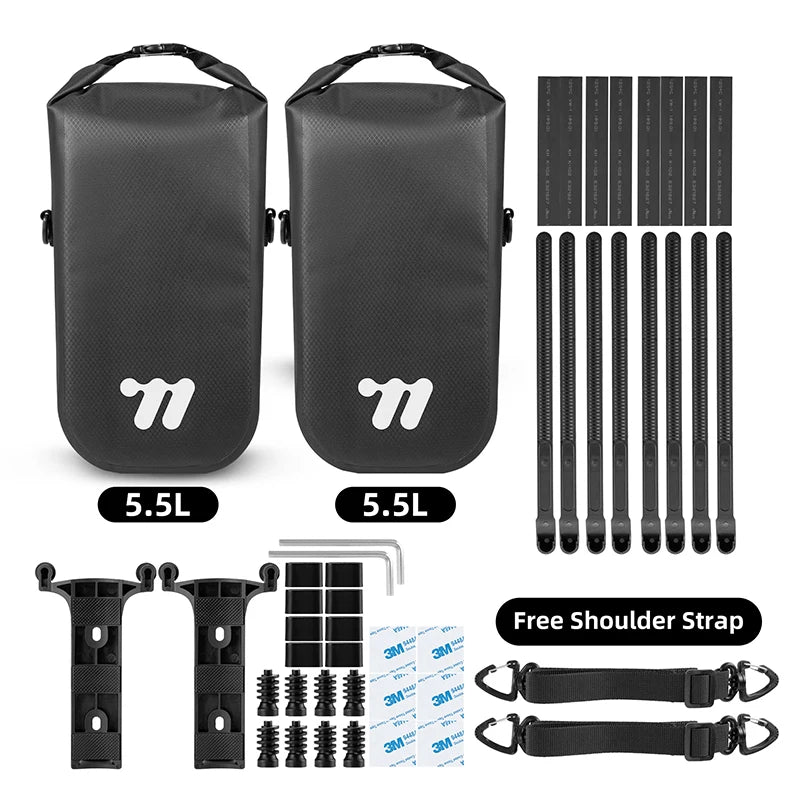 WEST BIKING Bike Front Fork Bag Quick Release Waterproof For Mtb Road Bike Bikepacking Cycling Storage Bag 5.5L Large Capacity