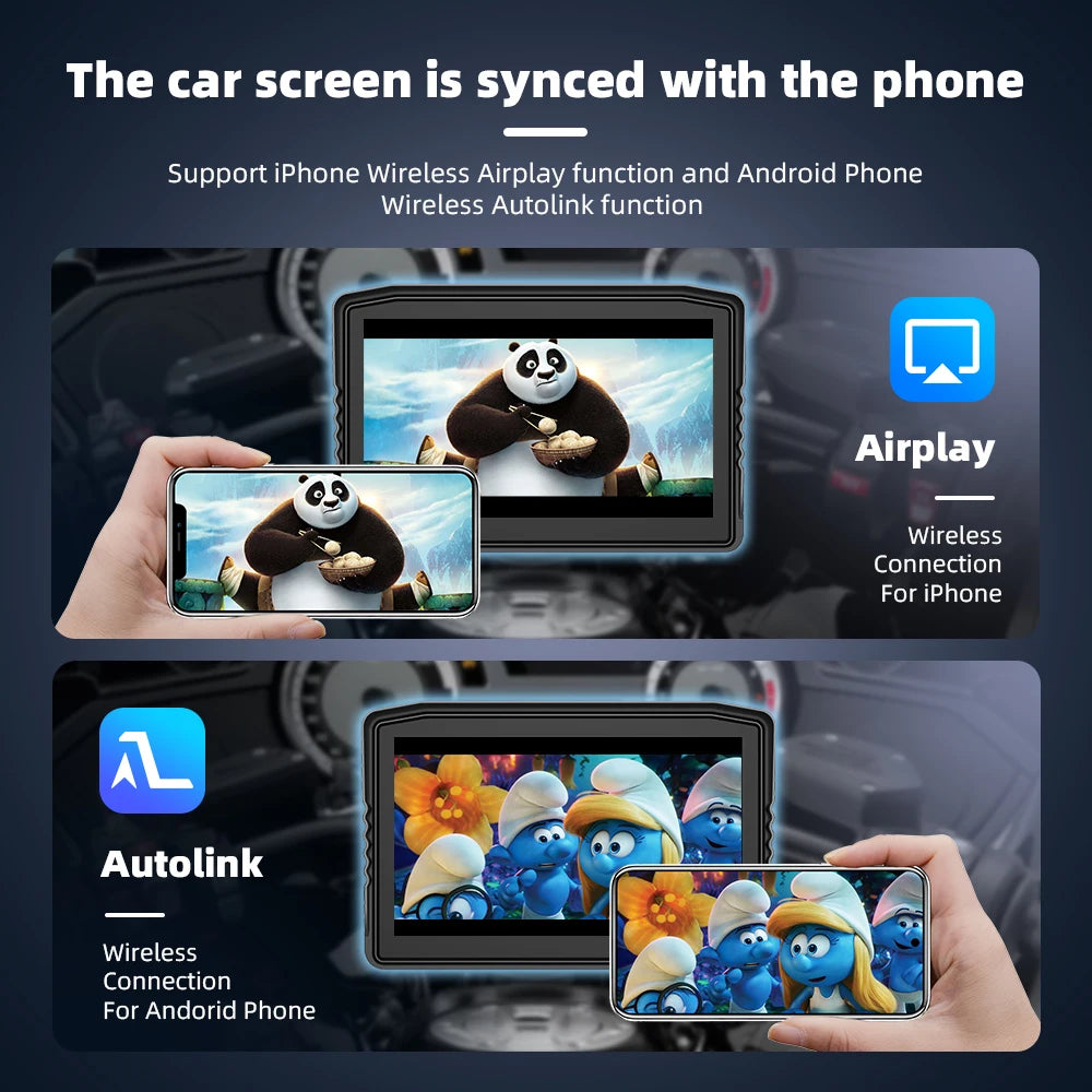 EKIY 6.25" Moto CarPlay Dashboard | Wireless Android Auto | GPS Navigation