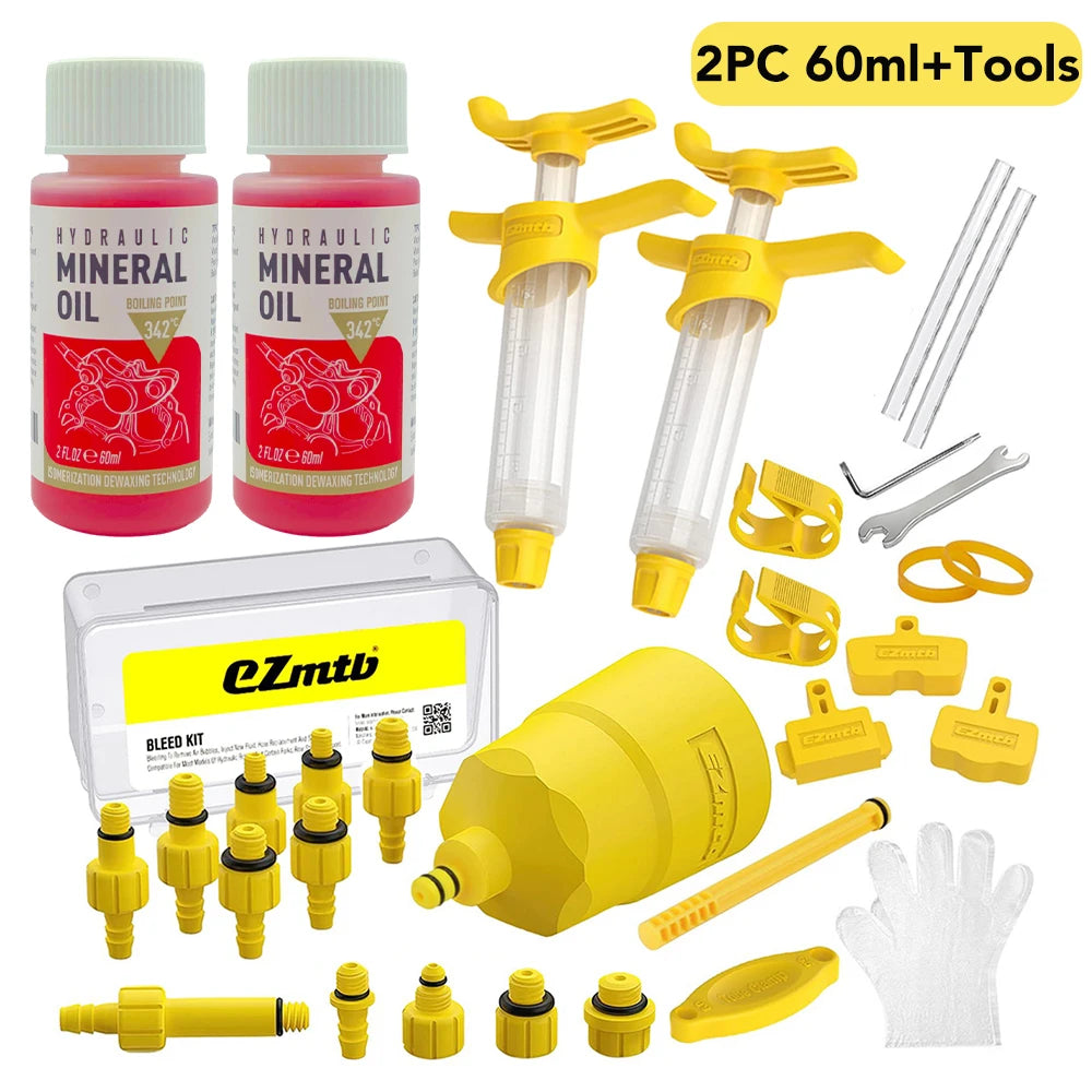 Hydraulic Disc Brake Bleed Kit + 60ml Mineral Oil | Fits Shimano, Tektro, SRAM, Nutt & Magura Brakes