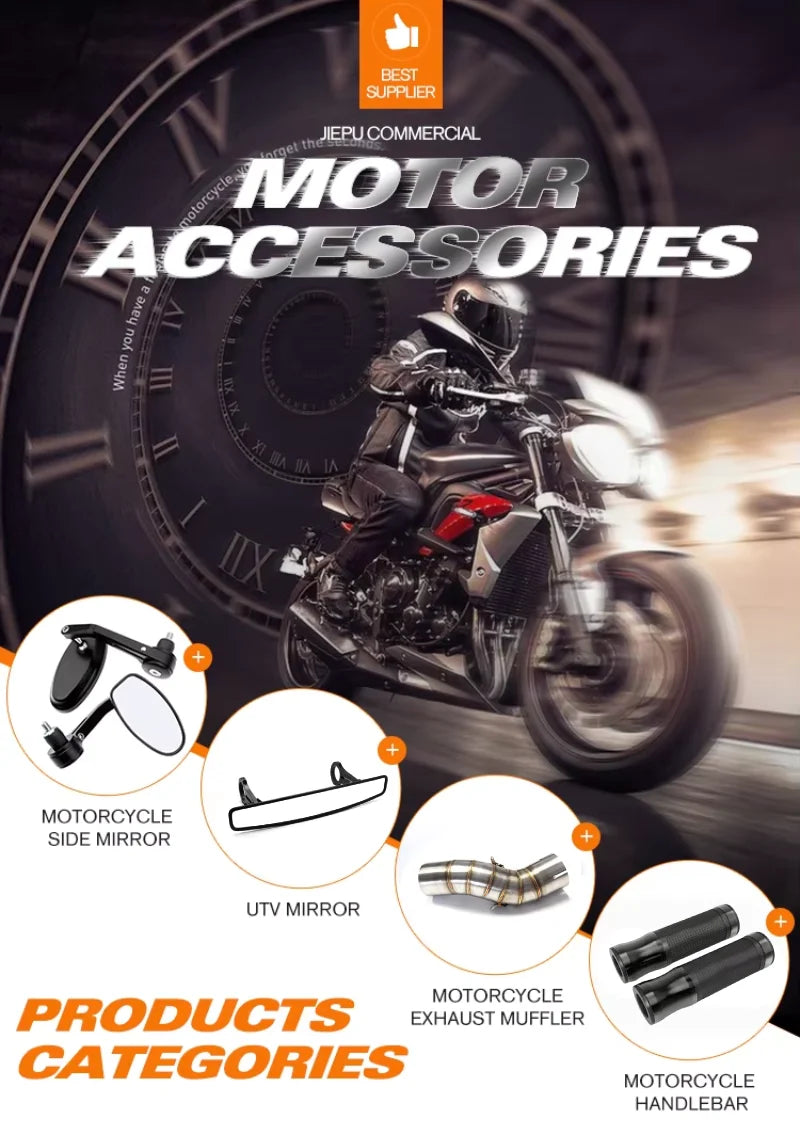 Universal Motorcycle Mirrors | 8mm Adjustable | Pair, Black