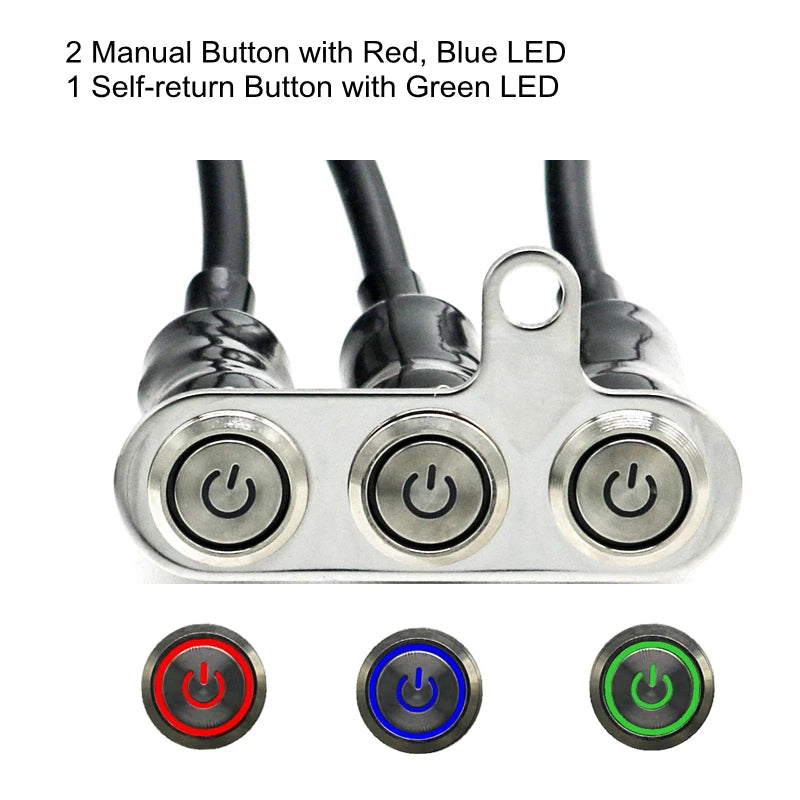 12V Handlebar Switch | 3-in-1 Stainless Buttons | ATV/Dirt Bike