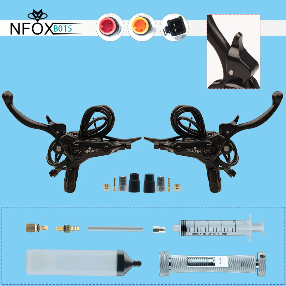 NFOX B015 Hydraulic Brake Lever | Parking Lock & Motor Cut-Off | E-Scooter & E-Bike