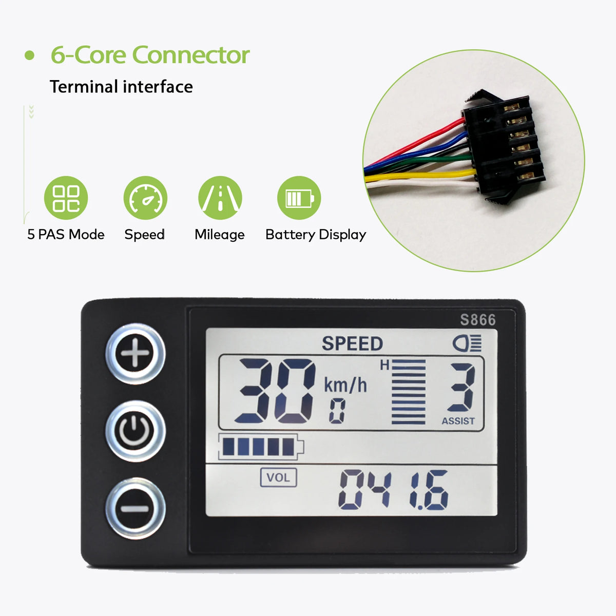 S866 E-Bike Display | LCD | 24-60V Speedometer