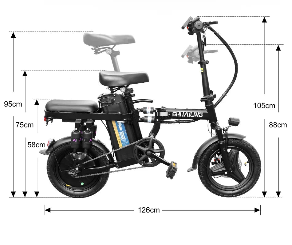 14in Folding E-Bike | 48V 400W Up to 40 km/h | Mini City Commuter