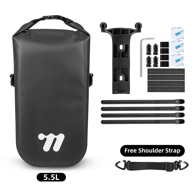 WEST BIKING Bike Front Fork Bag Quick Release Waterproof For Mtb Road Bike Bikepacking Cycling Storage Bag 5.5L Large Capacity