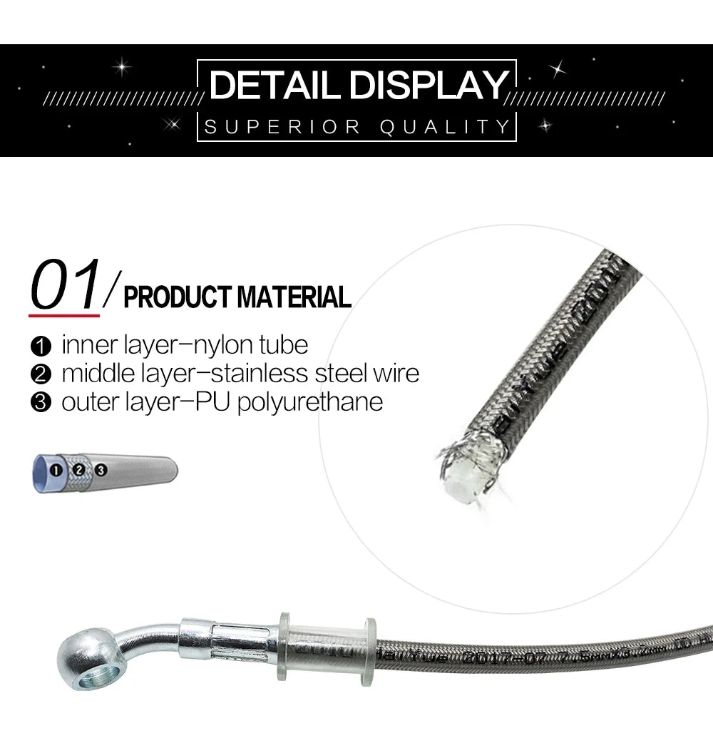Braided Hydraulic Brake Hose | 10mm Banjo, 28-Degree Fitting | Universal Motorcycle Racing Line