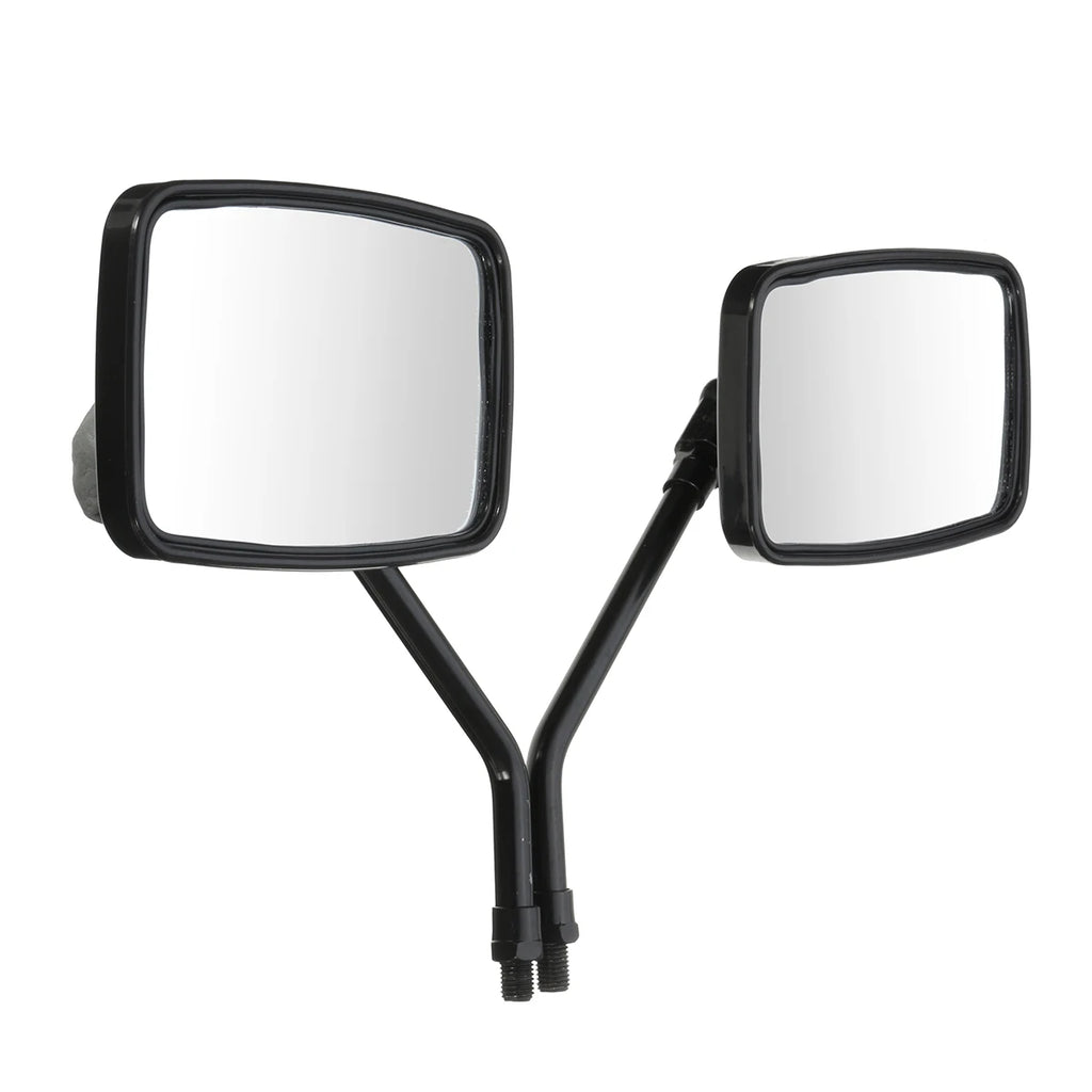 Motorcycle Rearview Mirrors (Pair) | Black Rectangle, 10mm | Scooter & ATV