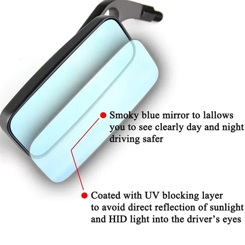 Universal Side Mirrors | Adjustable Rear-View Pair | 8mm/10mm Thread