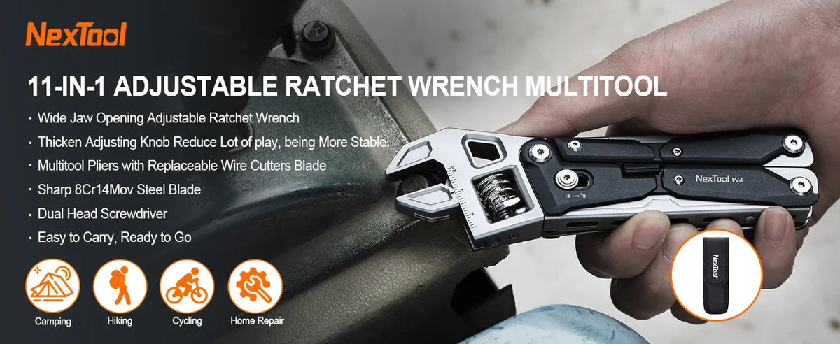 NexTool W4 11-in-1 Multitool | Wrench, Pliers & Knife | Trail Kit
