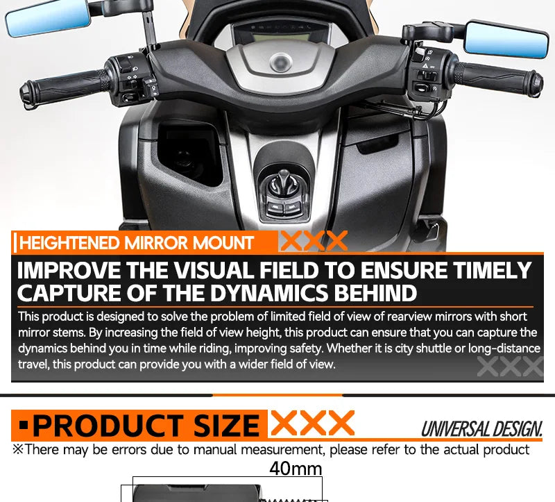 Mirror Extension Adapters | M8/M10, Left & Right Thread | Motorcycles