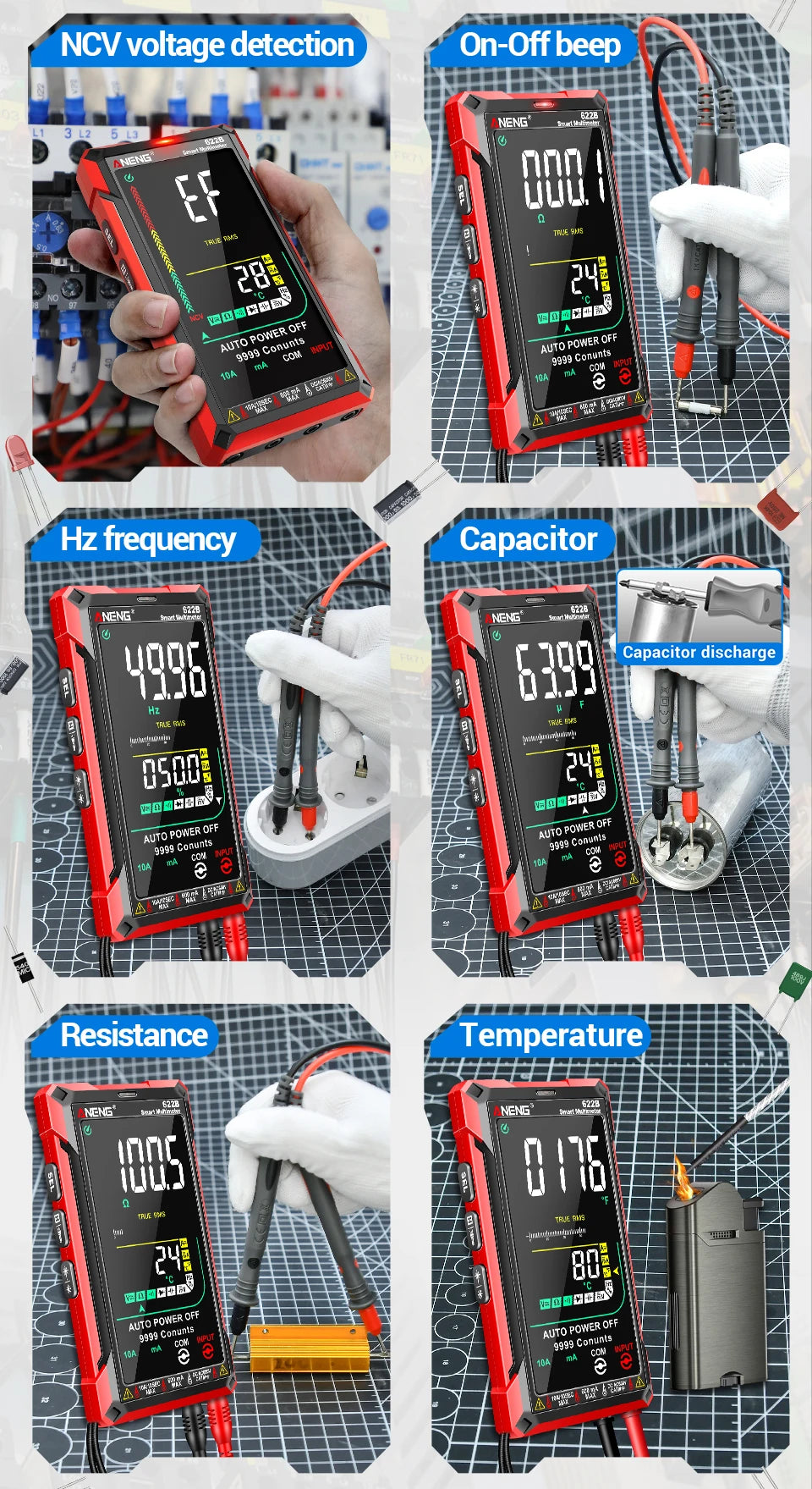 ANENG 622B Multimeter | 9999 Counts | Laser & NCV