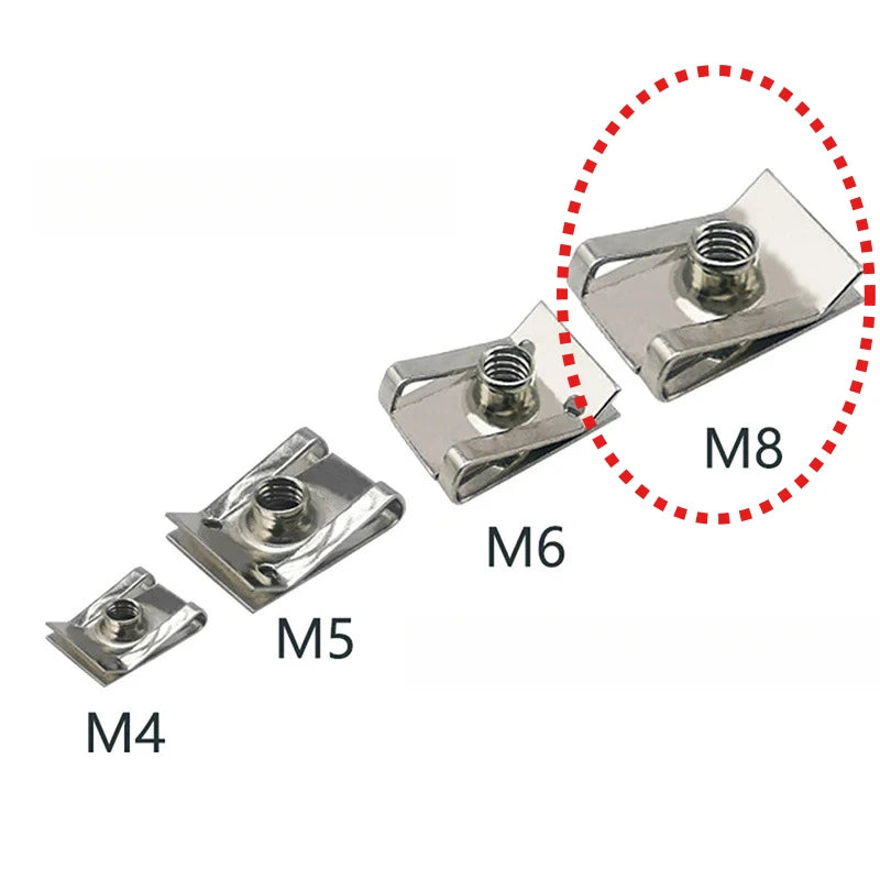 Stainless Steel U-Type Clips | M4–M8 Reed Nuts | Car, Motorcycle & Scooter