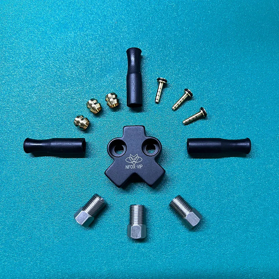 NFOX Hydraulic Brake Three-Way Connector | Aluminum One-to-Two Splitter | Tricycle