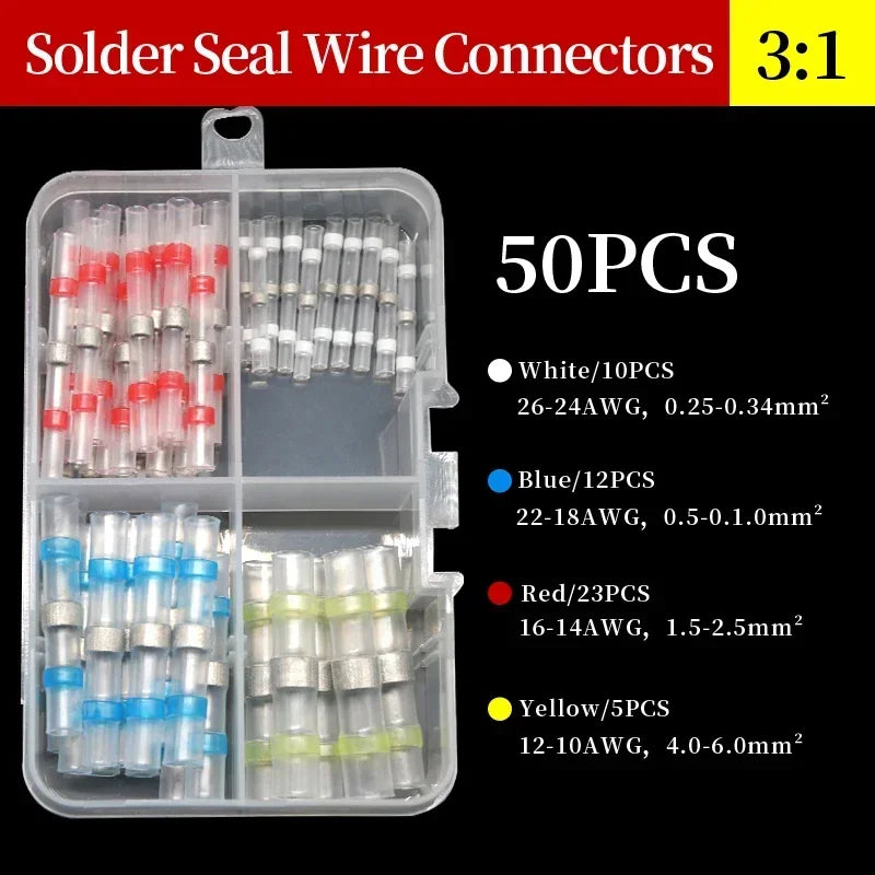 Solder Seal Wire Connectors | 3:1 Heat Shrink | Waterproof Butt Splice