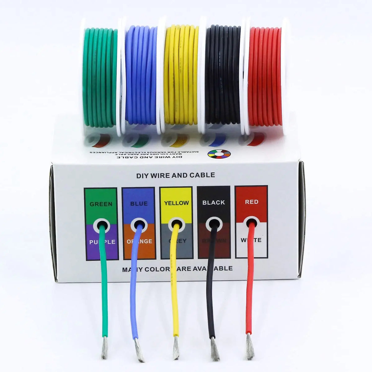 30AWG Wire Flex Silicone 30 Gauge Stranded Tinned Copper Wire, OD: 0.8mm, 5 Colors 32.8ft/10m, Electrical Connection Wire Kit