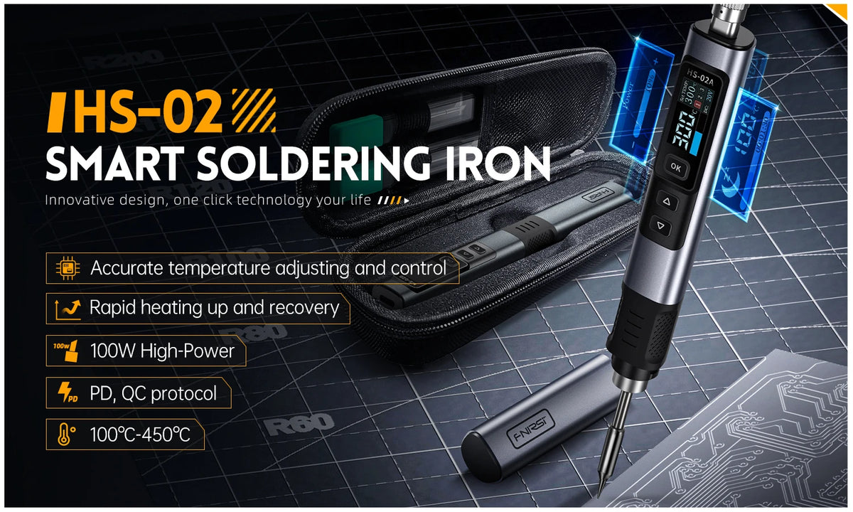 FNIRSI HS-02 Soldering Iron | Adjustable 100-450°C | PD 100W Portable
