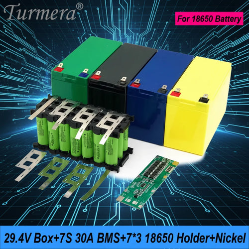 24V/29.4V 18650 Battery Box | 7S3P Holder + 30A BMS | Lead-Acid Swap