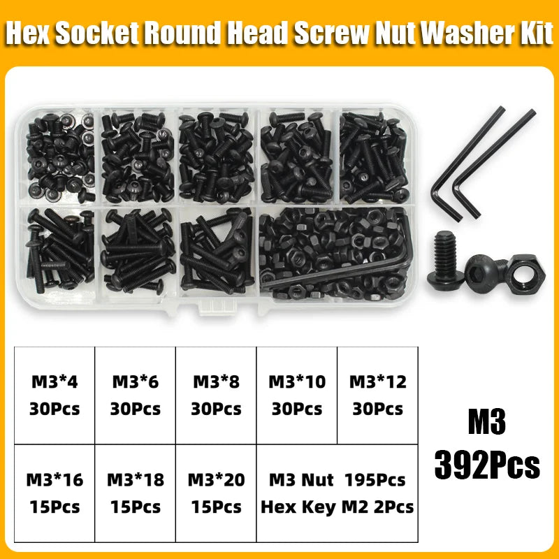 Screw & Nut Assortment Kit | M2-M6 10.9 Grade | Hex Socket