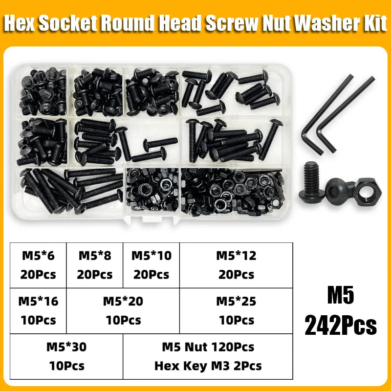 Screw & Nut Assortment Kit | M2-M6 10.9 Grade | Hex Socket
