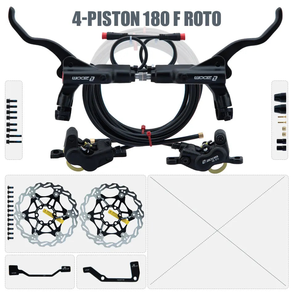 ZOOM HB-876E 4-Piston Hydraulic Disc Brake | Motor Cut-Off | 160/180/203mm