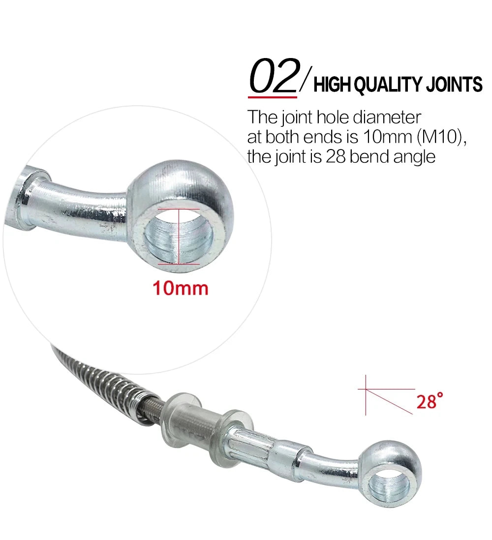 Braided Hydraulic Brake Hose | 10mm Banjo, 28-Degree Fitting | Universal Motorcycle Racing Line