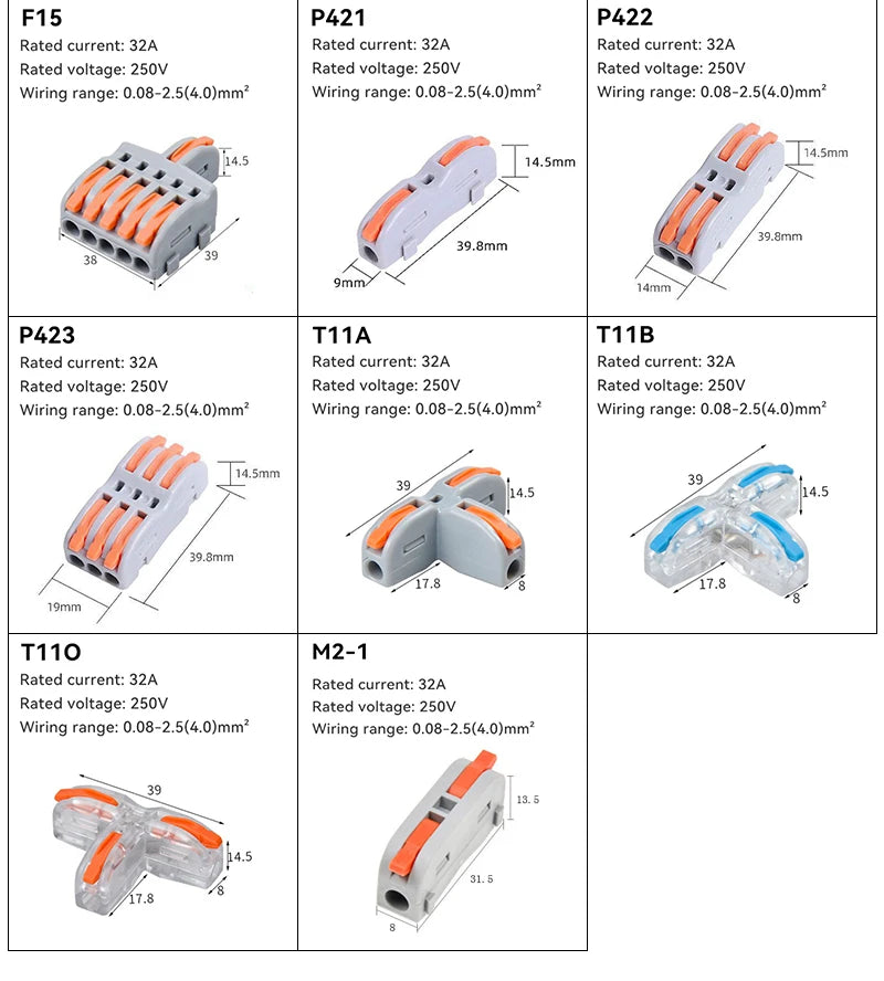 Push-In Wire Connector Splitter | 1-In Multi-Out | 32A 250V