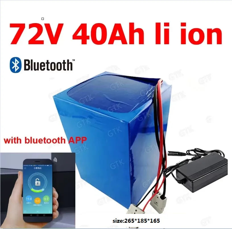 72V 40Ah Li-Ion Battery | Bluetooth BMS | 5-15kW Motors