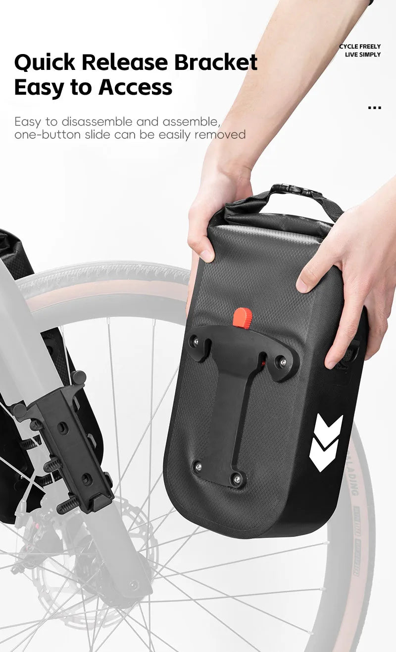 WEST BIKING Bike Front Fork Bag Quick Release Waterproof For Mtb Road Bike Bikepacking Cycling Storage Bag 5.5L Large Capacity