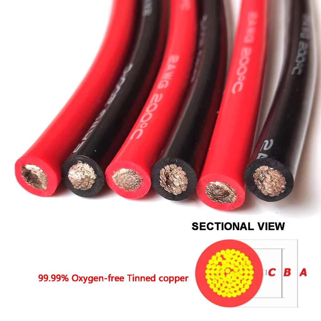 Super-Soft Silicone Wire | Red/Black 6–24AWG | Car Battery / Power