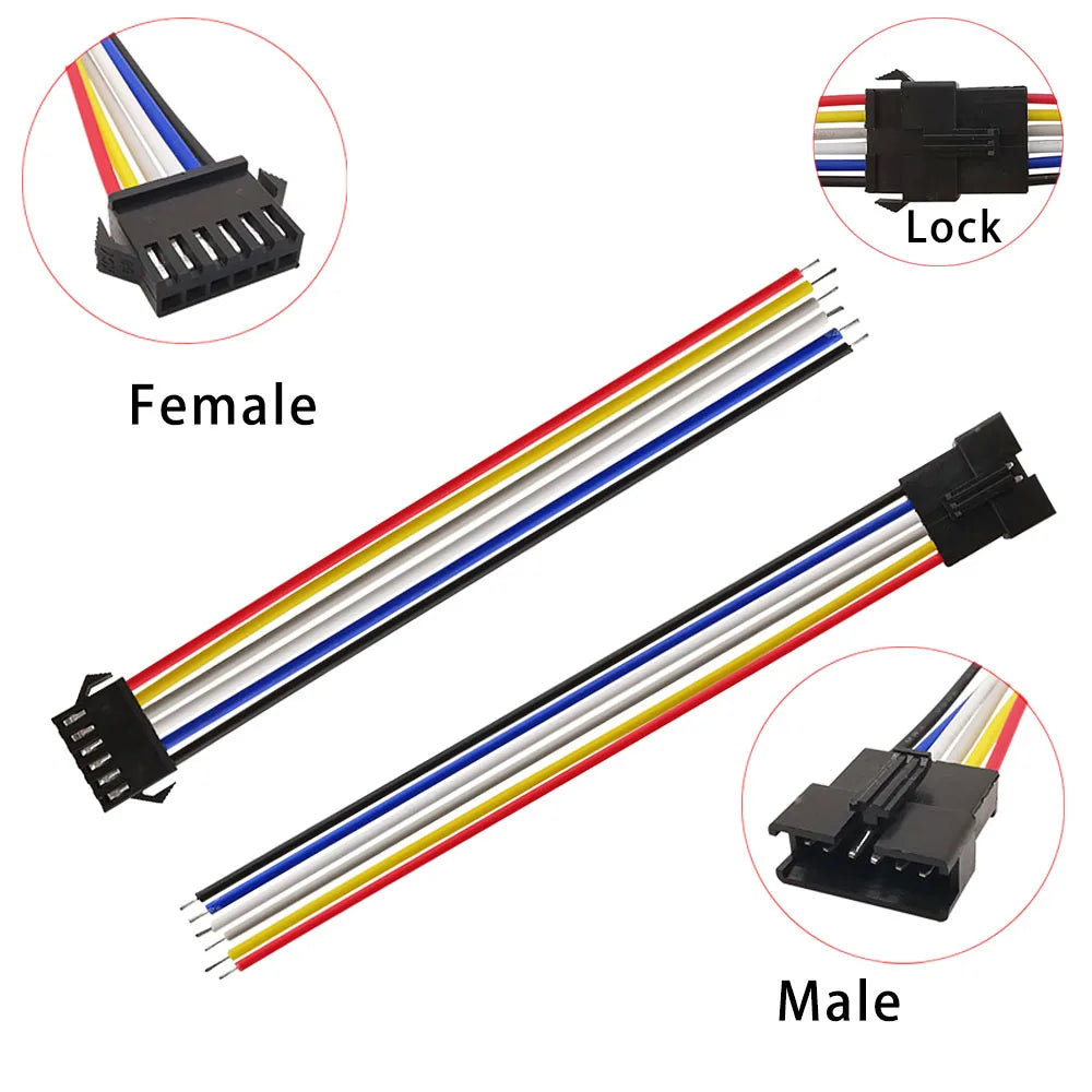 JST SM LED Connector Cables | 2–6 Pin Male & Female | RGB Strip Light