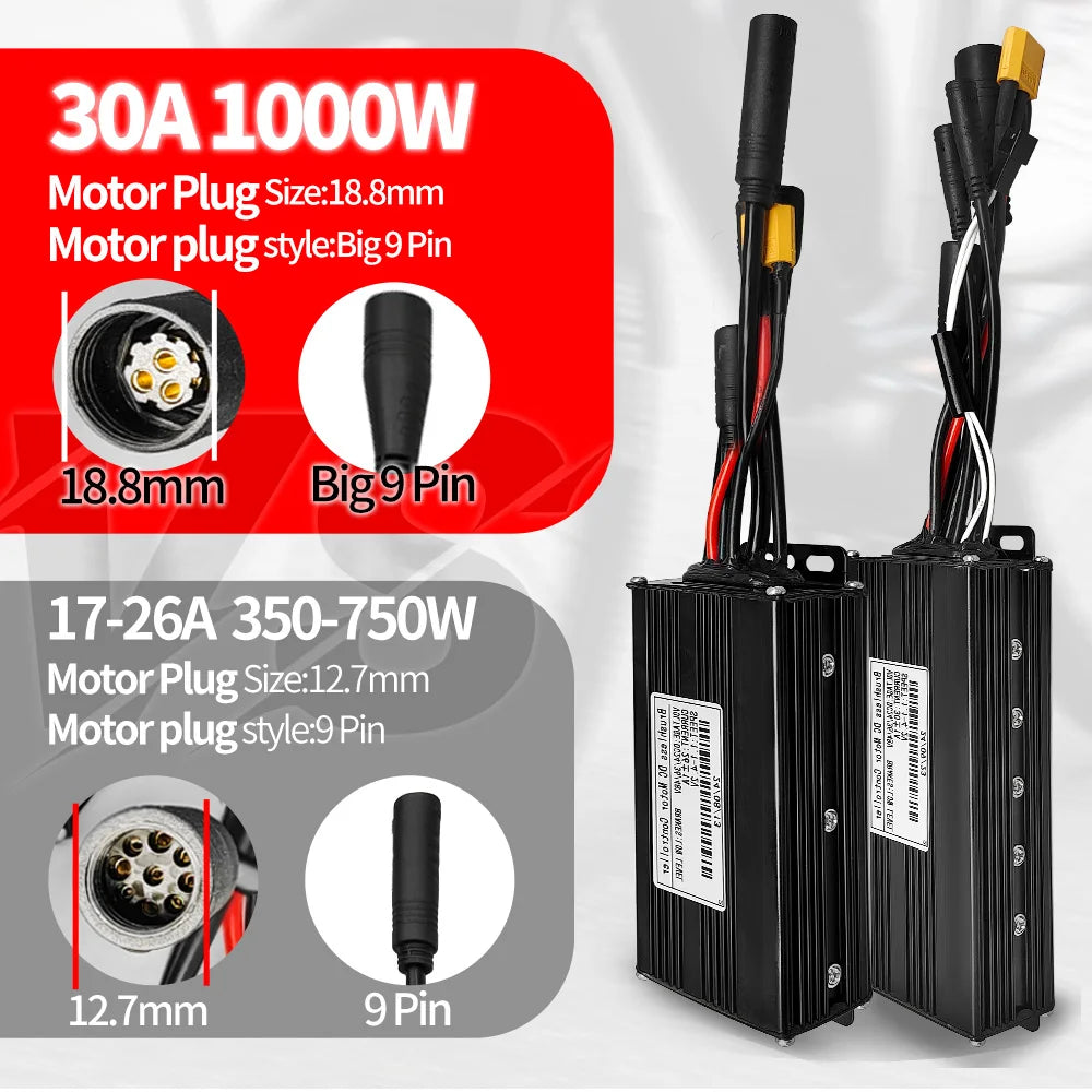 Sine Wave E-Bike Controller | 17/26/30A 24-48V Waterproof | S966 NFC