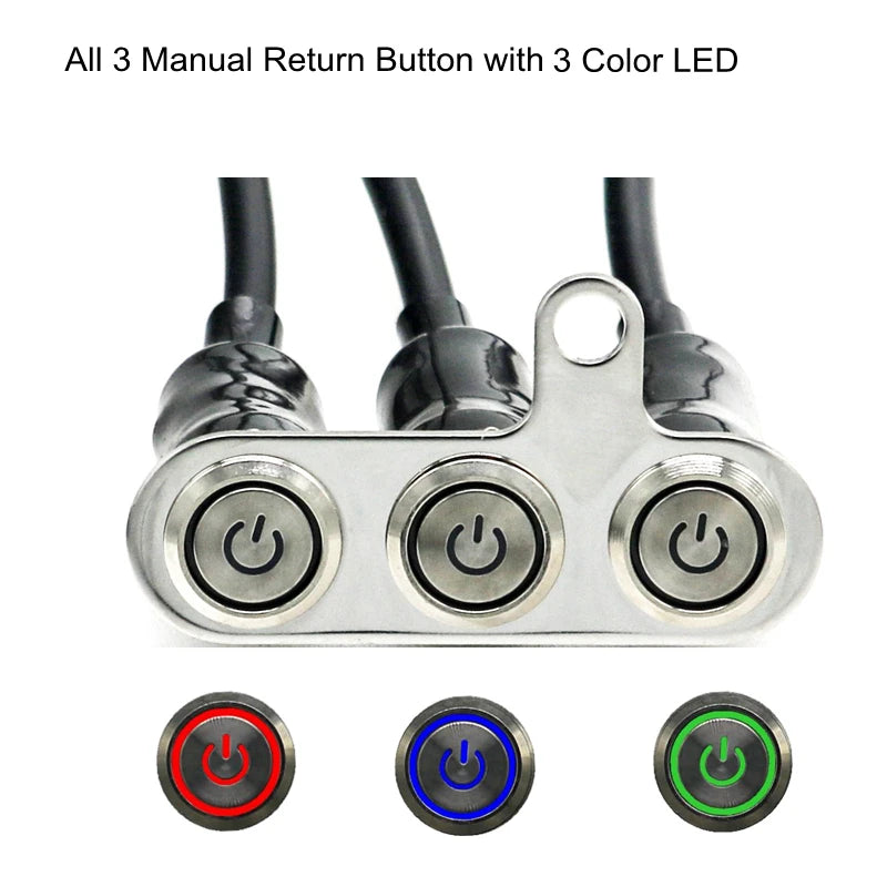 12V Handlebar Switch | 3-in-1 Stainless Buttons | ATV/Dirt Bike