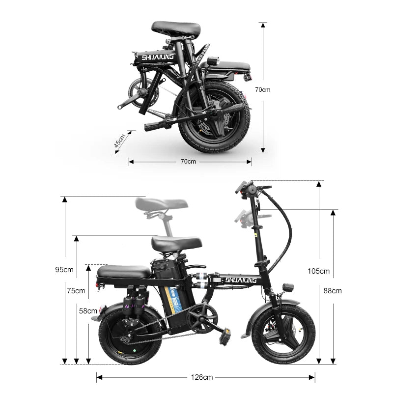 14in Folding E-Bike | 48V 400W Up to 40 km/h | Mini City Commuter