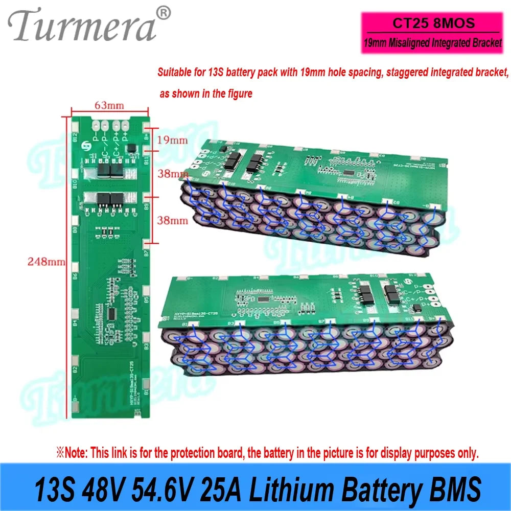 BMS 13S 48V 54.6V 25A Lithium Battery BMS Welding Board for 18650 13S4P 13S5P 13S6P 13S8P E-Bike E-scooter Battery Pack Use